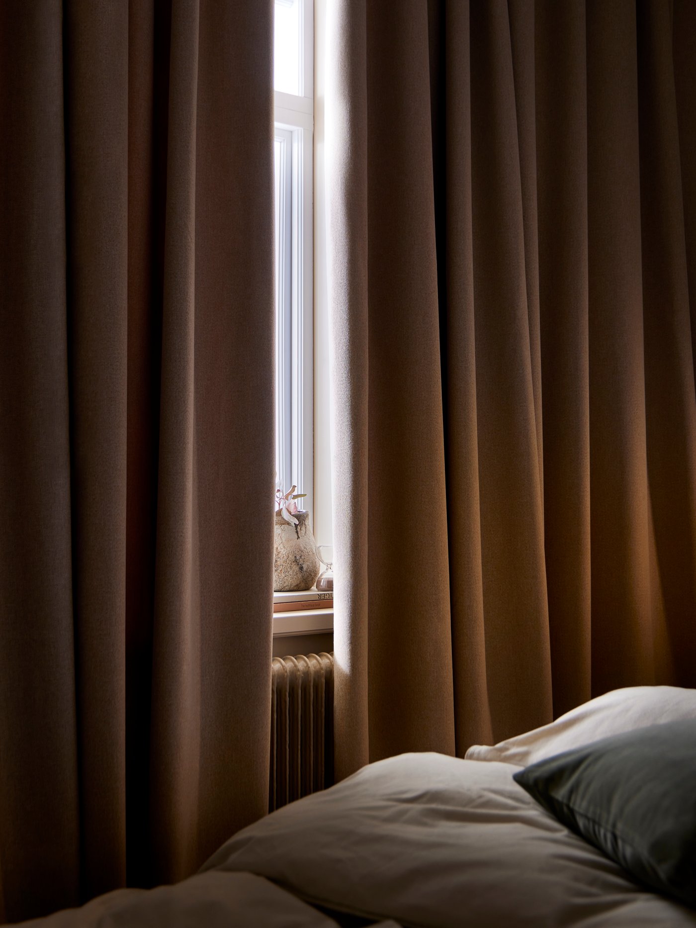 An yellow-beige/with heading tape ROSENMANDEL room darkening curtains, 1 pair