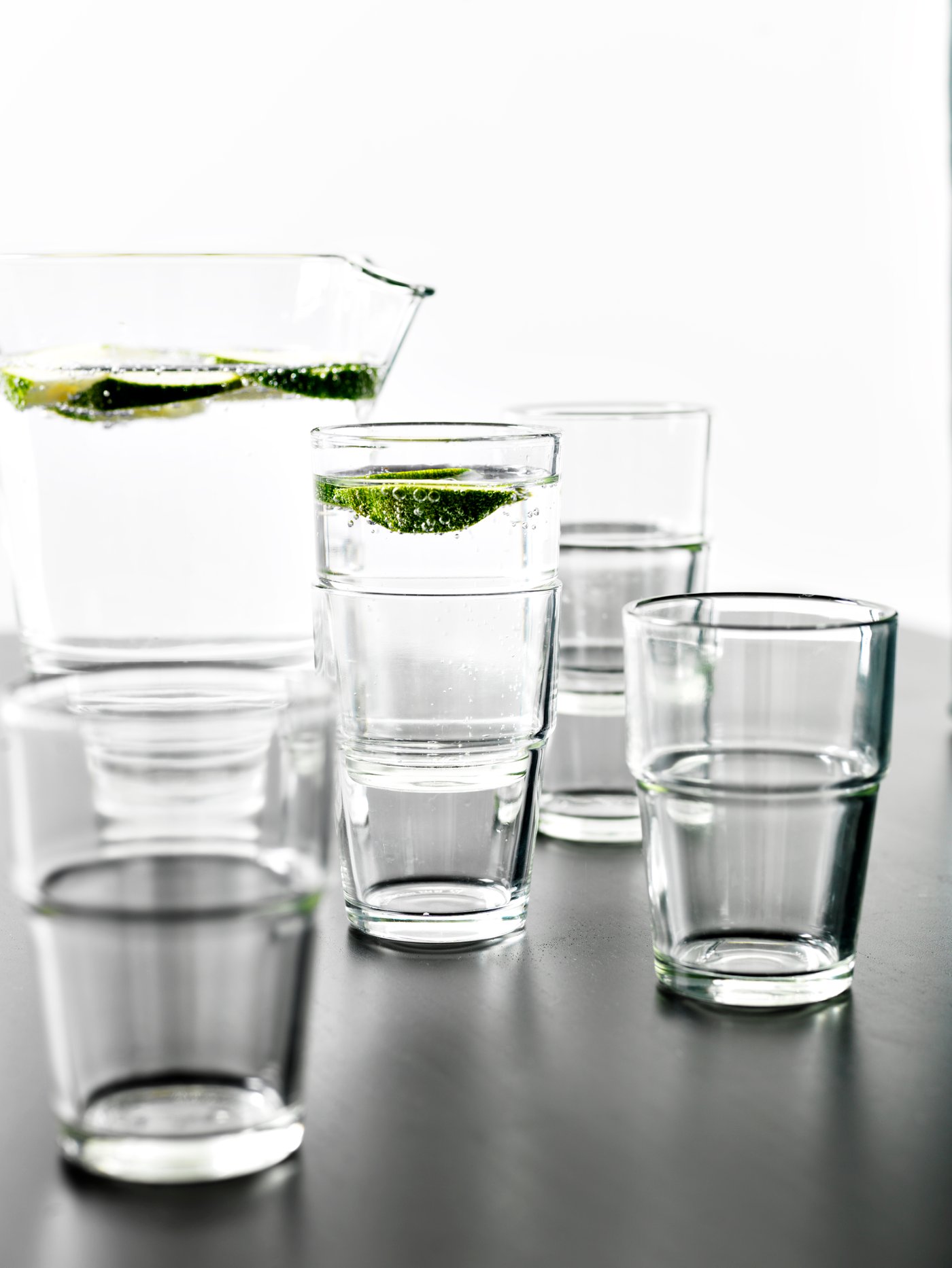 A clear glass REKO glass in the dining room