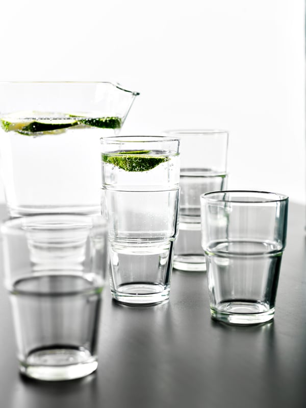 A clear glass REKO glass in the dining room