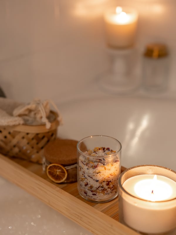 A bamboo HAVERN bath rack
