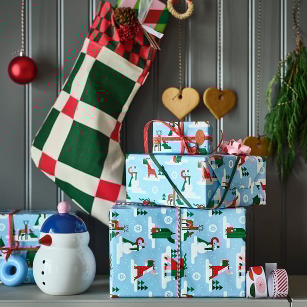 A winter blue VINTERFINT gift wrap roll