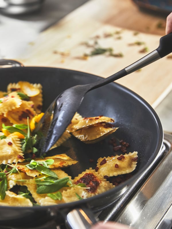 A stainless steel/non-stick coating IKEA 365+ frying pan