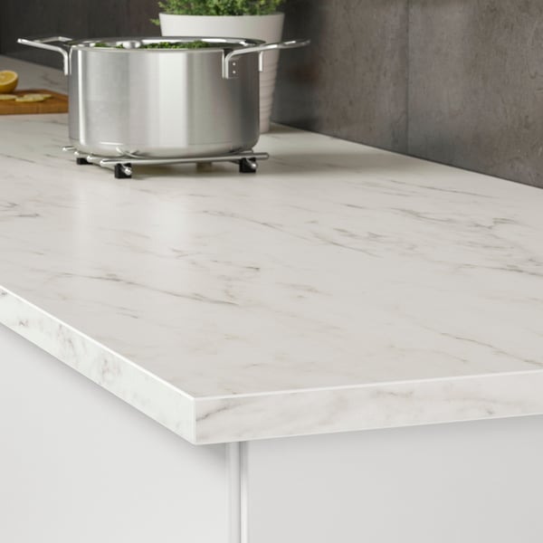 A white marble effect/laminate EKBACKEN worktop