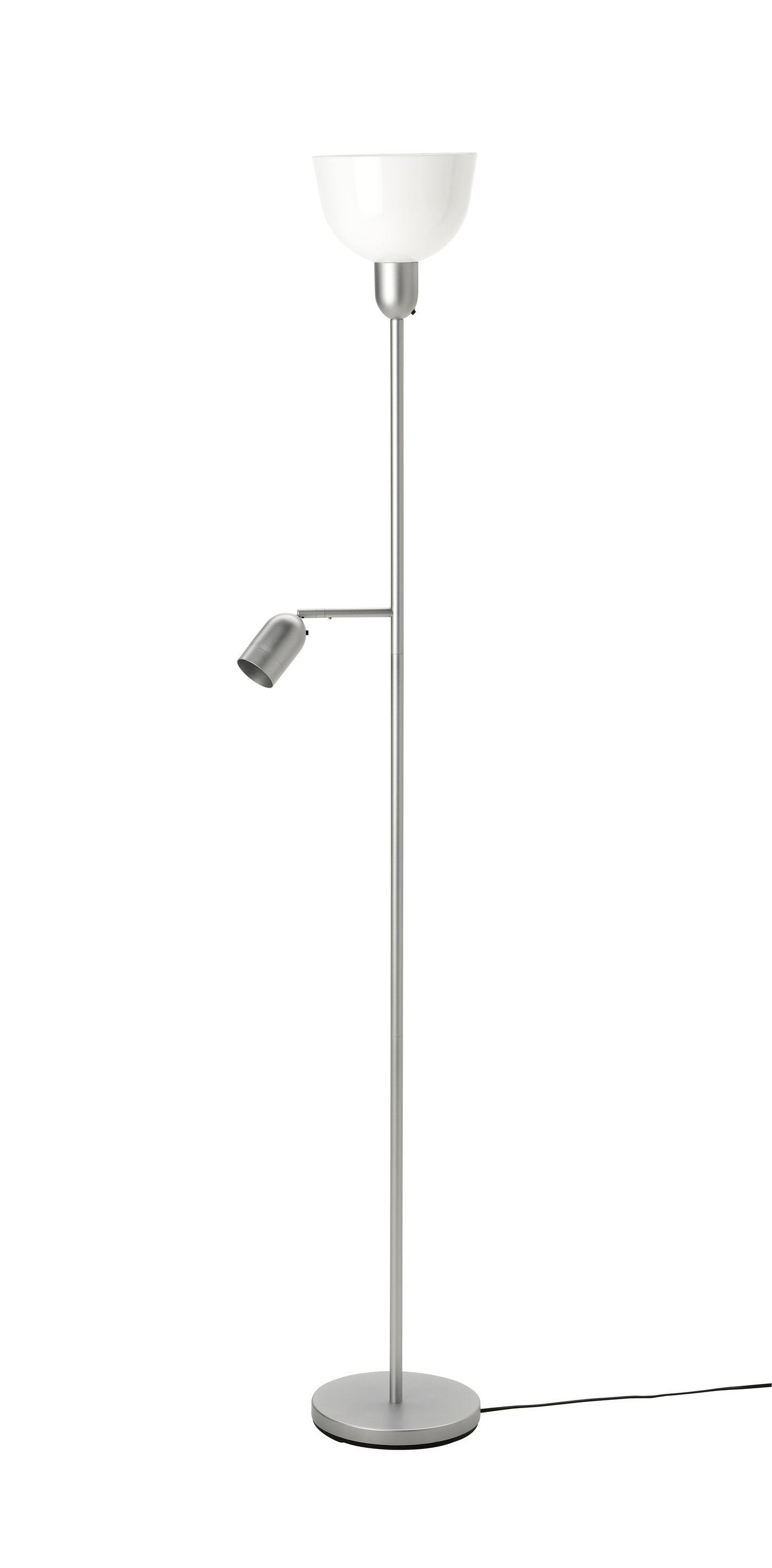 IKEA HEKTOGRAM golvlampa uppljus/läslampa, silverfärgad/vit