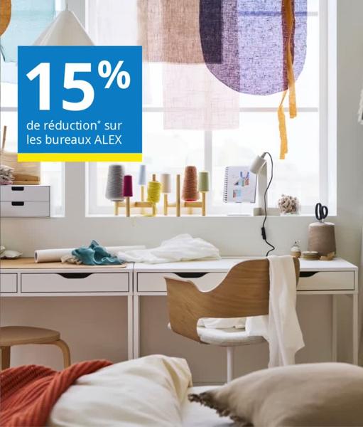15% de réduction sur les bureaux ALEX