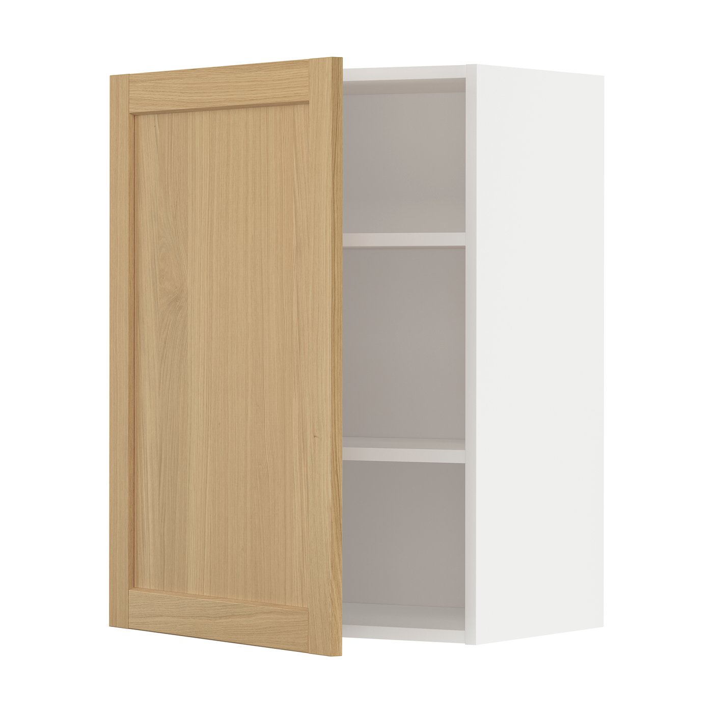 IKEA METOD väggskåp med hyllplan, vit/forsbacka ek, 60x80 cm