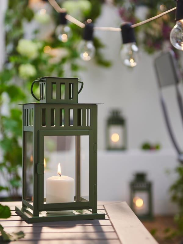 candle on table outside