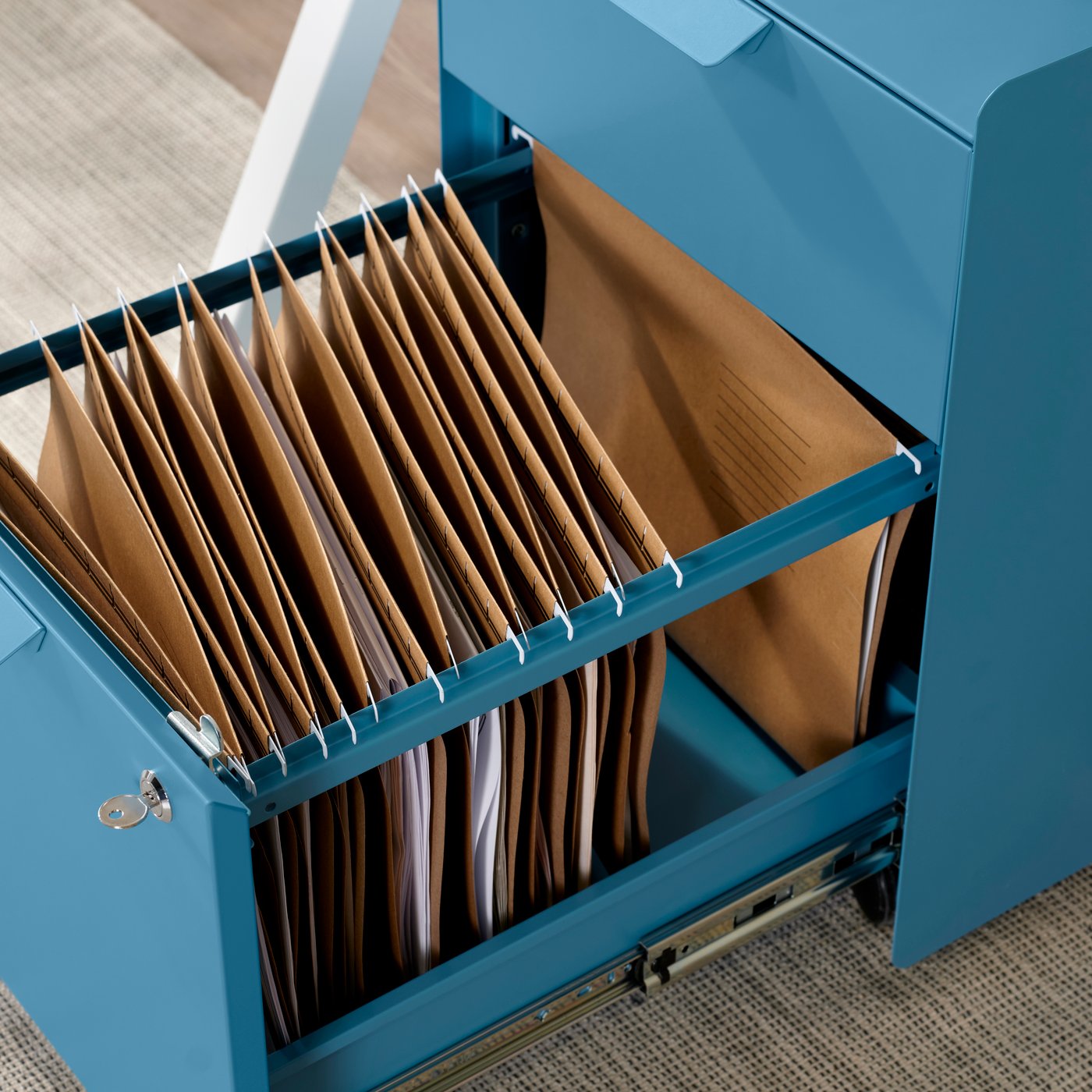 TROTTEN drawer unit w 2 drawers on castors 20 kg blue