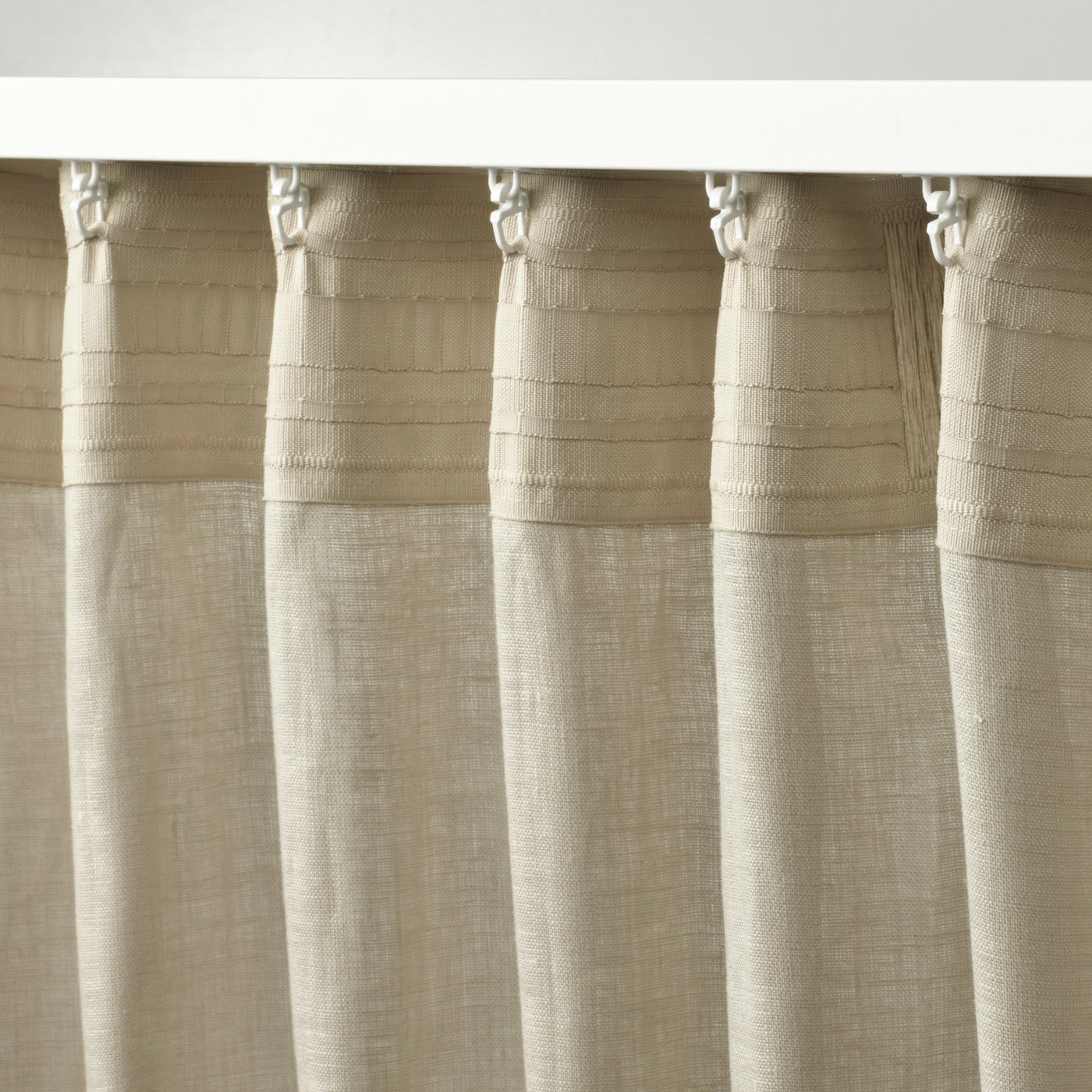 A linen beige/with heading tape DYTÅG curtains, 1 pair