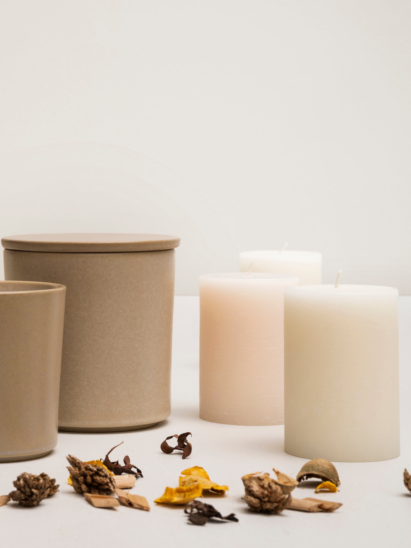 A Jasmine/pink LUGNARE scented pillar candle