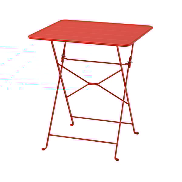 A bright red outdoor SUNDSÖ table in the NA