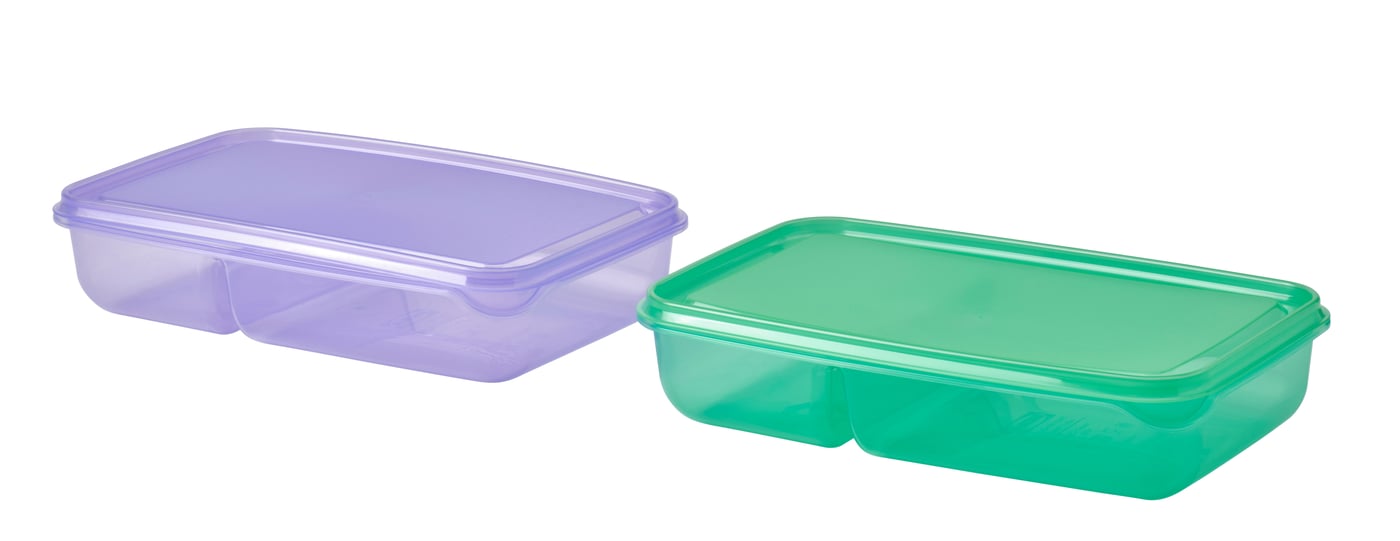 IKEA PRUTA smörgåslåda med lock, lila/grön, 22x14x5 cm