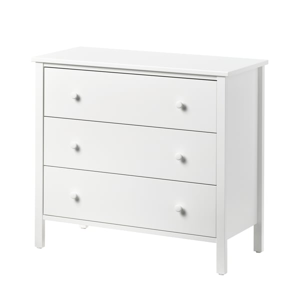 KILBERGET シルベルゲット チェスト（引き出し×3）, ホワイト/転倒防止機能付き