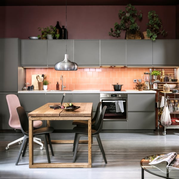 An IKEA 700 stainless steel ANRÄTTA forced air oven w pyrolytic funct in the kitchen