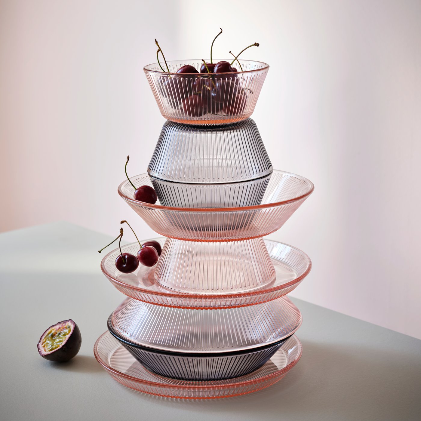 A stripe pattern/pink HAVSGÄDDA bowl