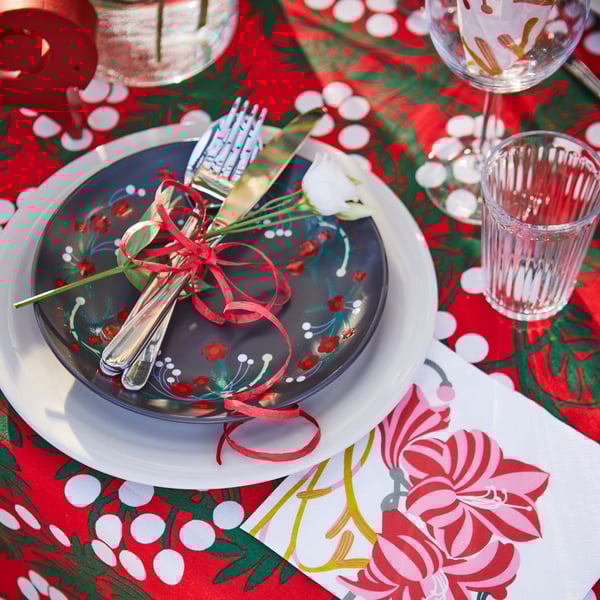 A stainless steel MARTORP 30-piece cutlery set outside