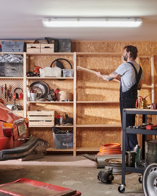 A pine IVAR shelving unit