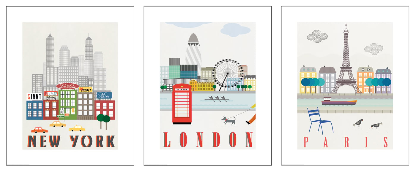 IKEA BILD poster, london, paris, new york, 40x50 cm, bild