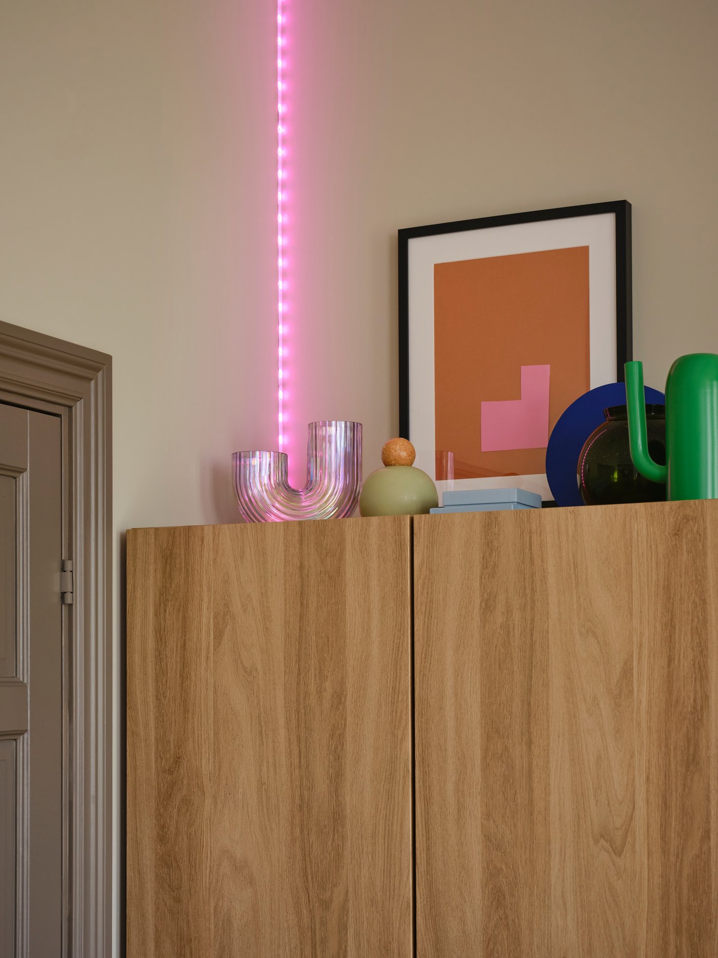 Pink LED strip light