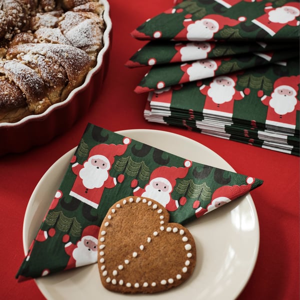 A Santa Claus pattern green VINTERFINT paper napkin