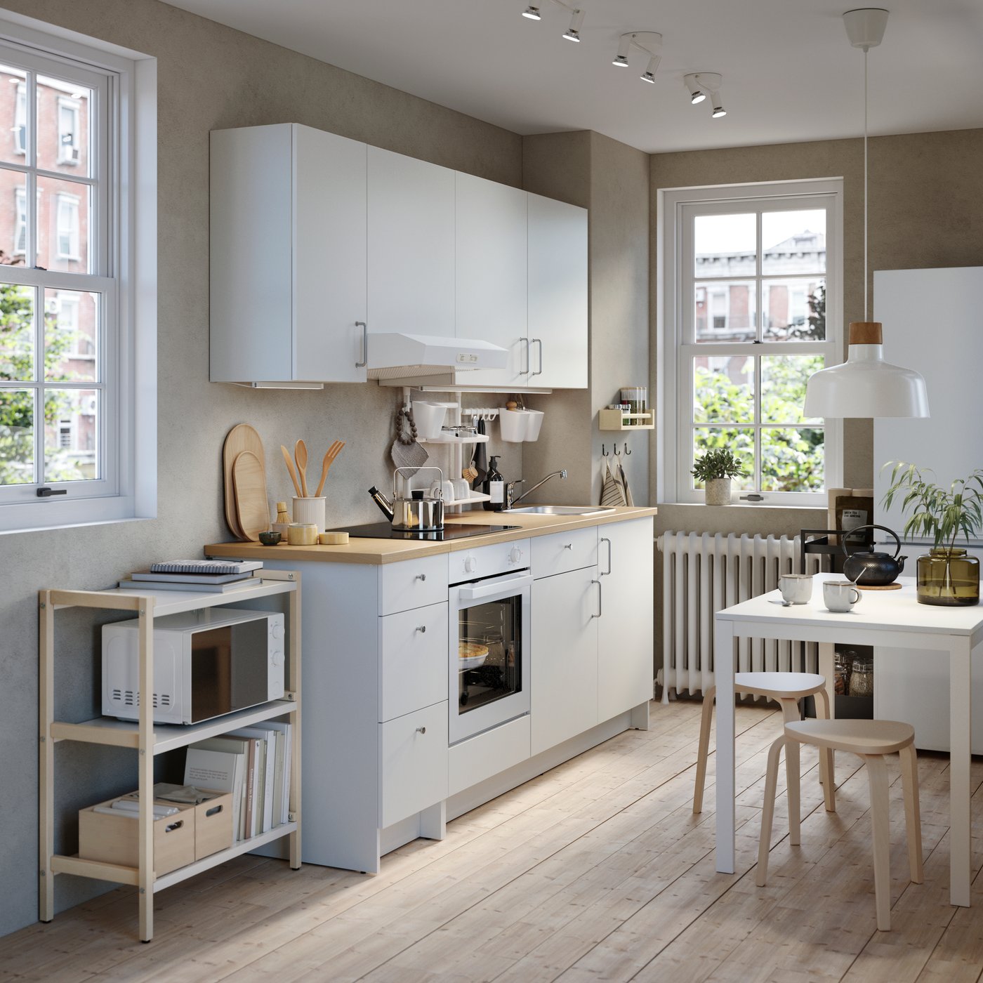 A green-brown KONSTFULL vase in the kitchen