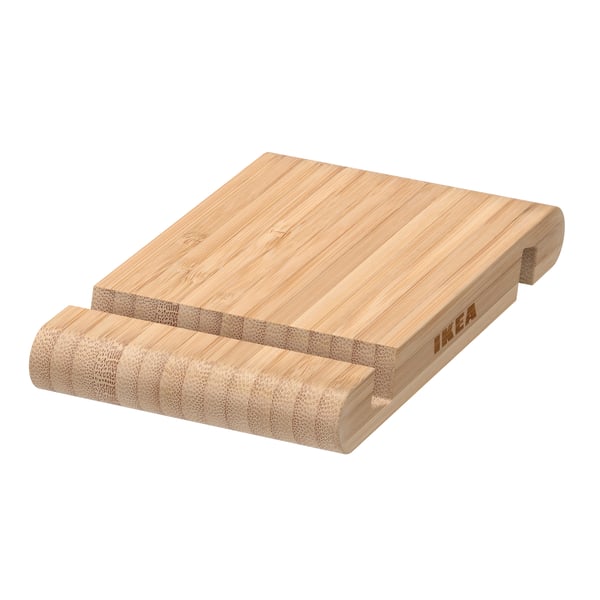 A bamboo BERGENES holder for mobile phone/tablet in the NA