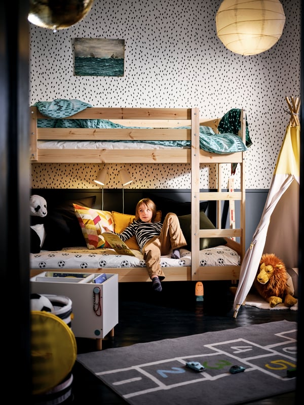 A pine MYDAL bunk bed frame