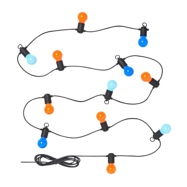 An outdoor/multicolour SOLVINDEN LED lighting chain with 12 bulbs in the NA
