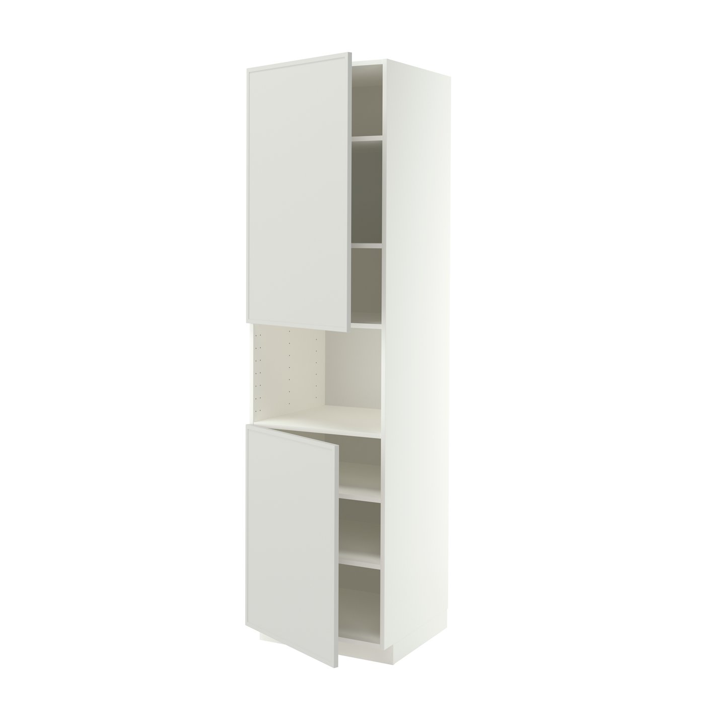 IKEA METOD högskåp f mikro m 2 dörrar/hyllplan, vit/aspudden ljusgrå, 60x60x220 cm
