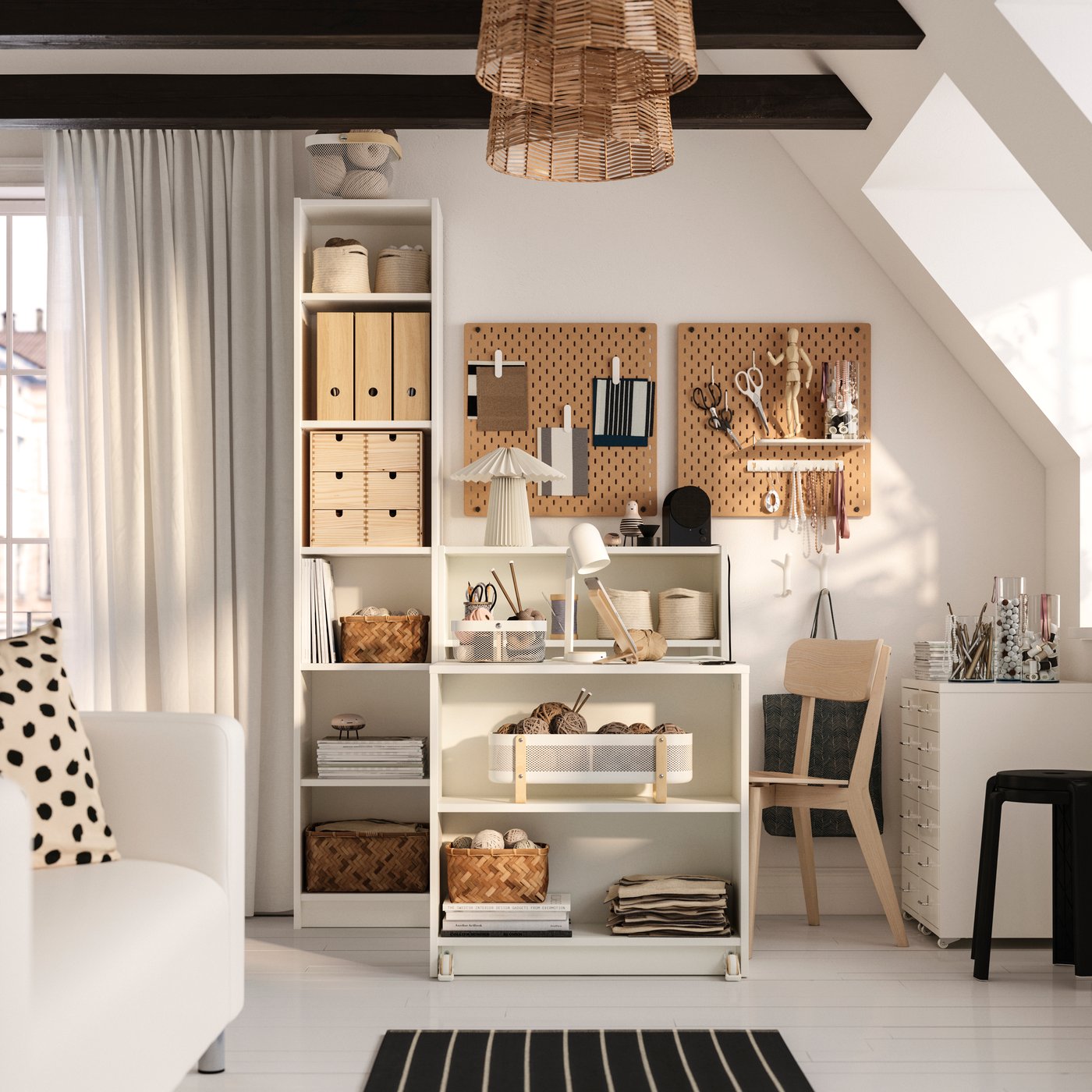 A white BILLY bookcase comb w foldable table