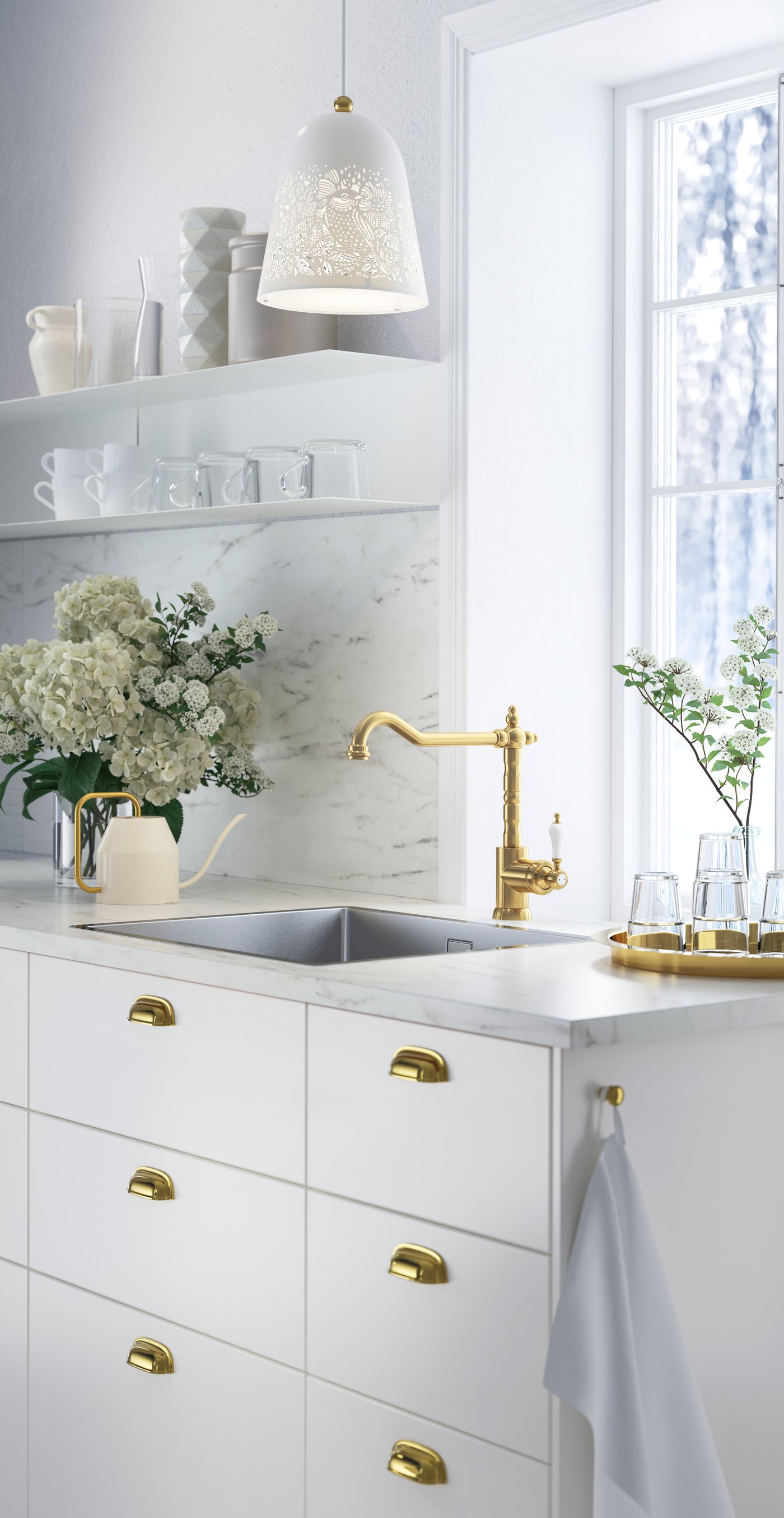 A grey/beige quartz composite/grey KILSVIKEN inset sink, 1 bowl in the kitchen
