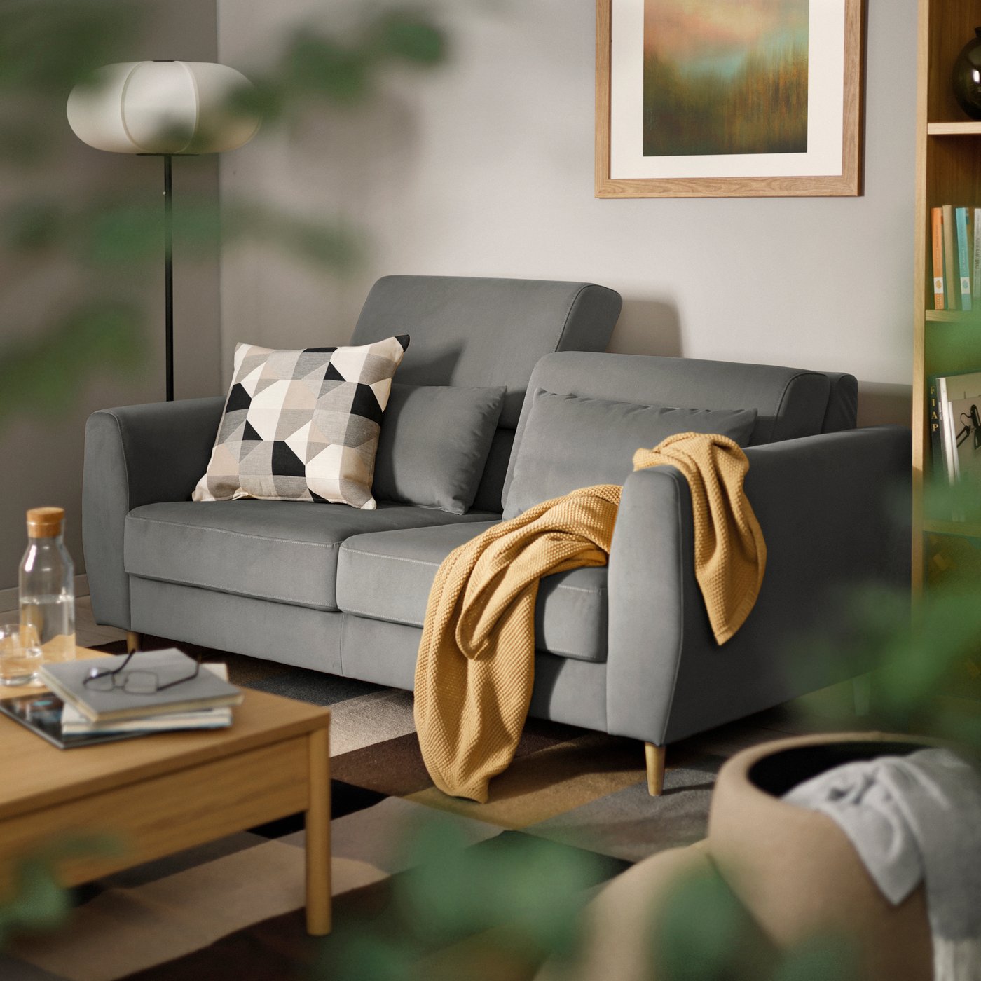 A Hakebo dark grey SLATORP 2-seat sofa