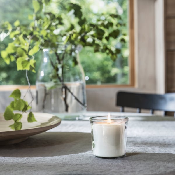 A Scandinavian Woods/white ADLAD scented candle in glass