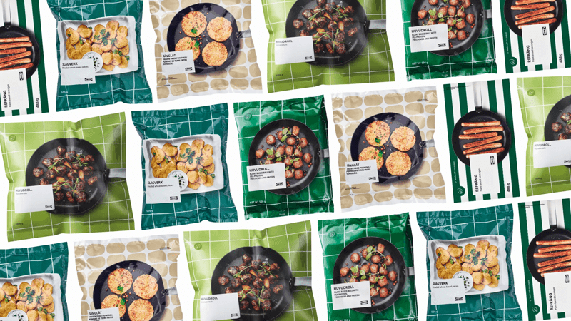 Grafik mit verschiedenen pflanzenbasierten IKEA Produkten