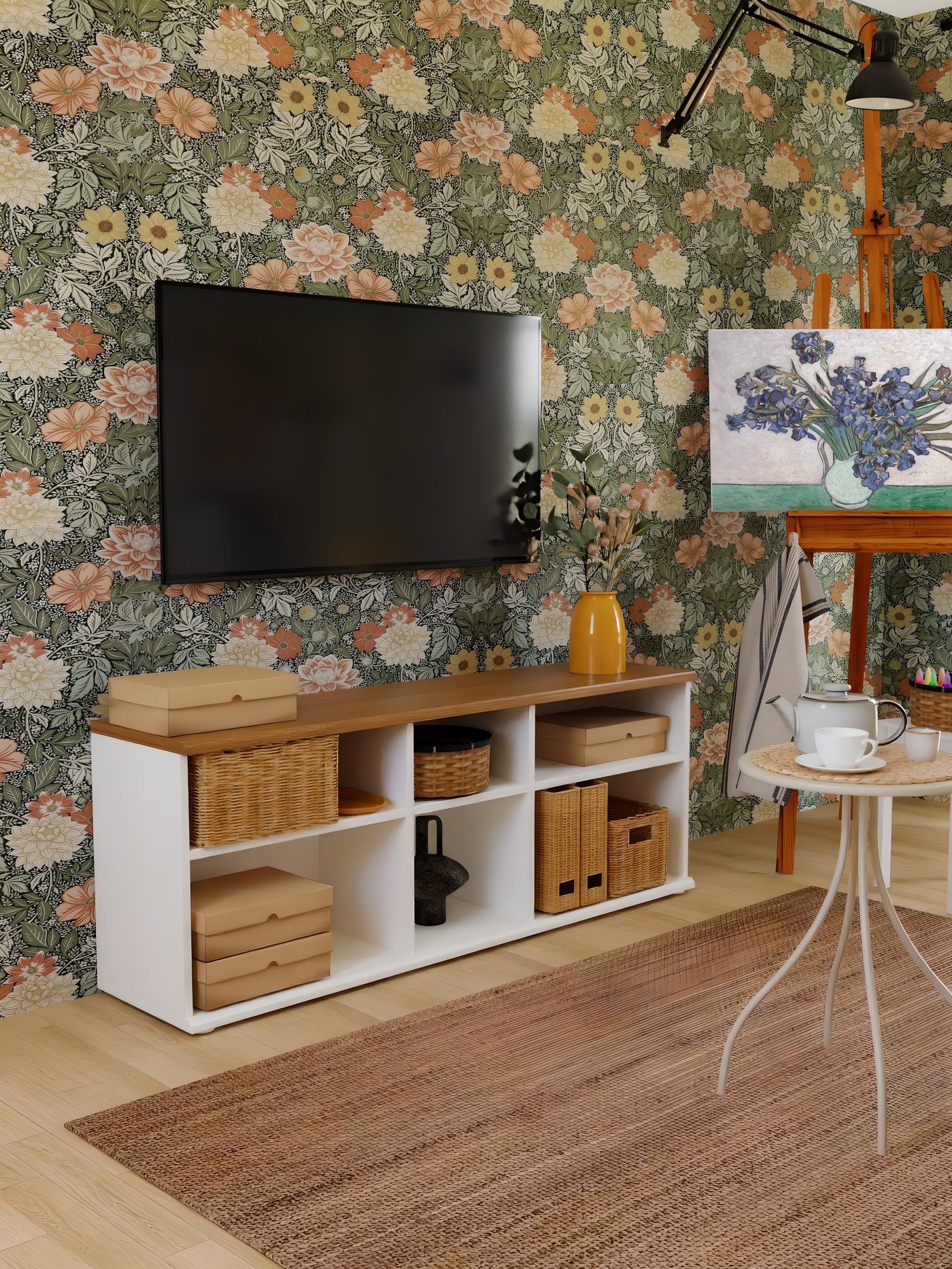 Una alfombra STRÖG natural, de tejido liso