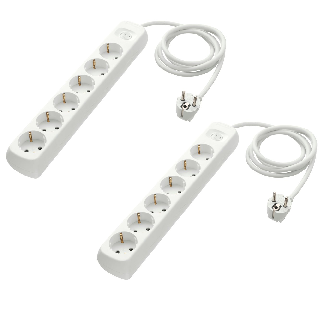 IKEA KOPPLA grenuttag med brytare och 6 hål, vit, 1.5 m