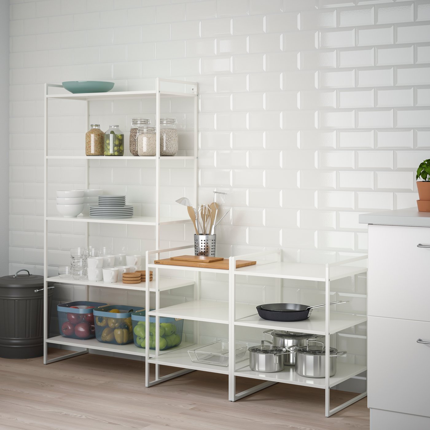 A white JONAXEL open storage combination