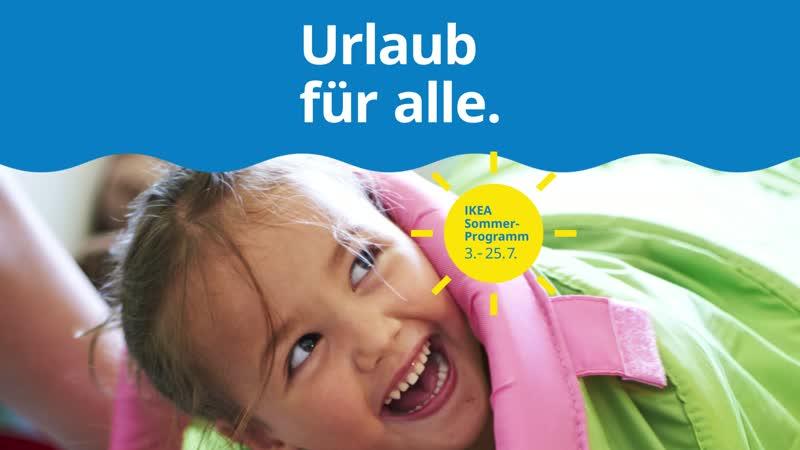 The image shows a smiling child with the caption ‘Holidays for everyone’. A sun superimposed on the image indicates that there is a summer programme running at IKEA stores from 3 to 25 July 2026.