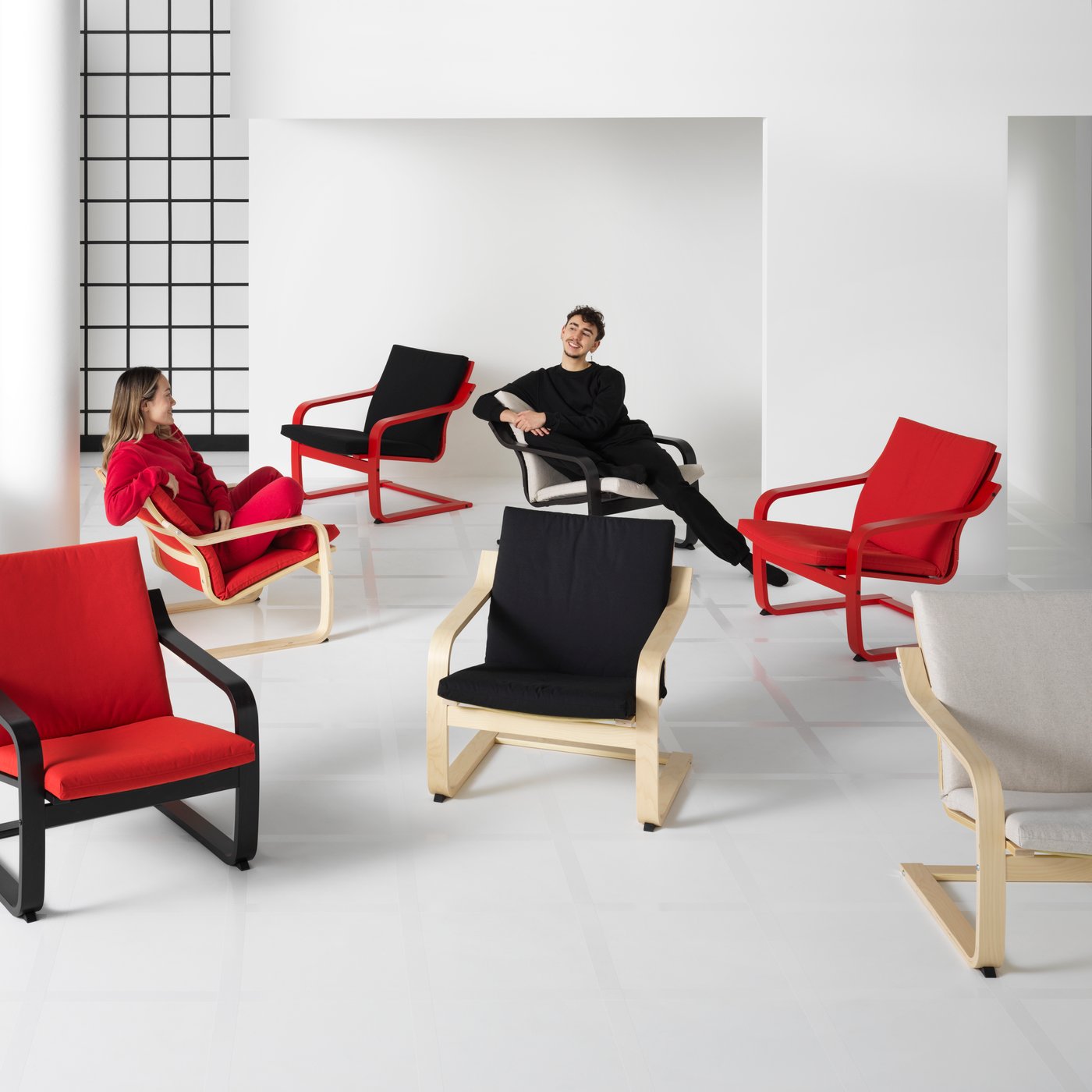 A black-brown POÄNG armchair frame with low back