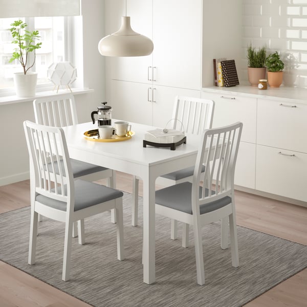 A white/Orrsta light grey EKEDALEN table and 4 chairs