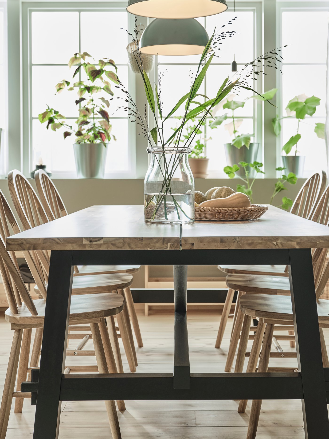 An acacia SKOGSTA chair