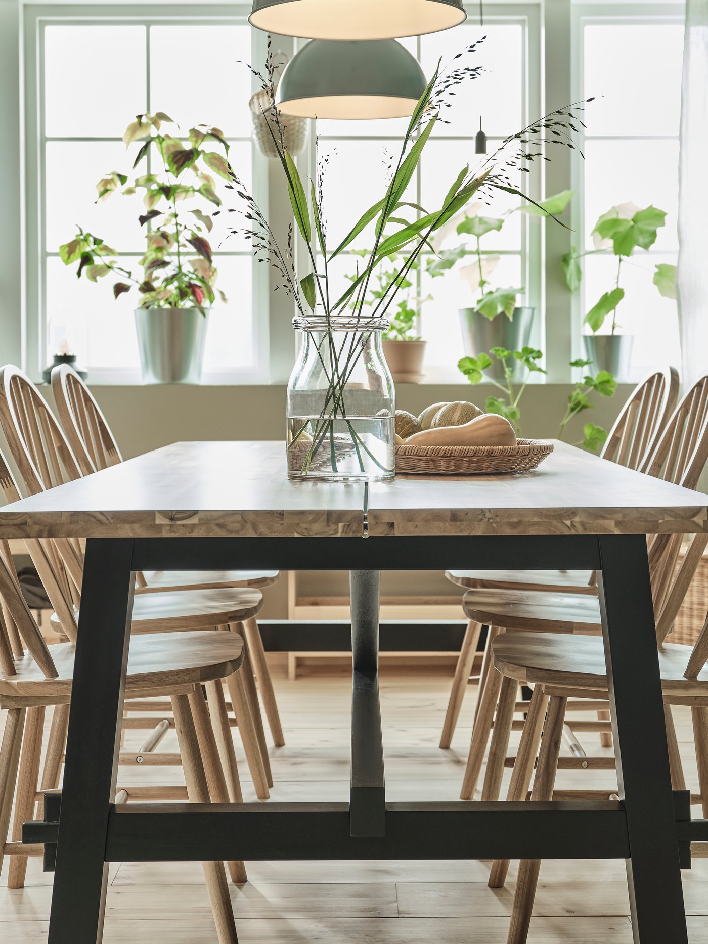 An acacia SKOGSTA chair