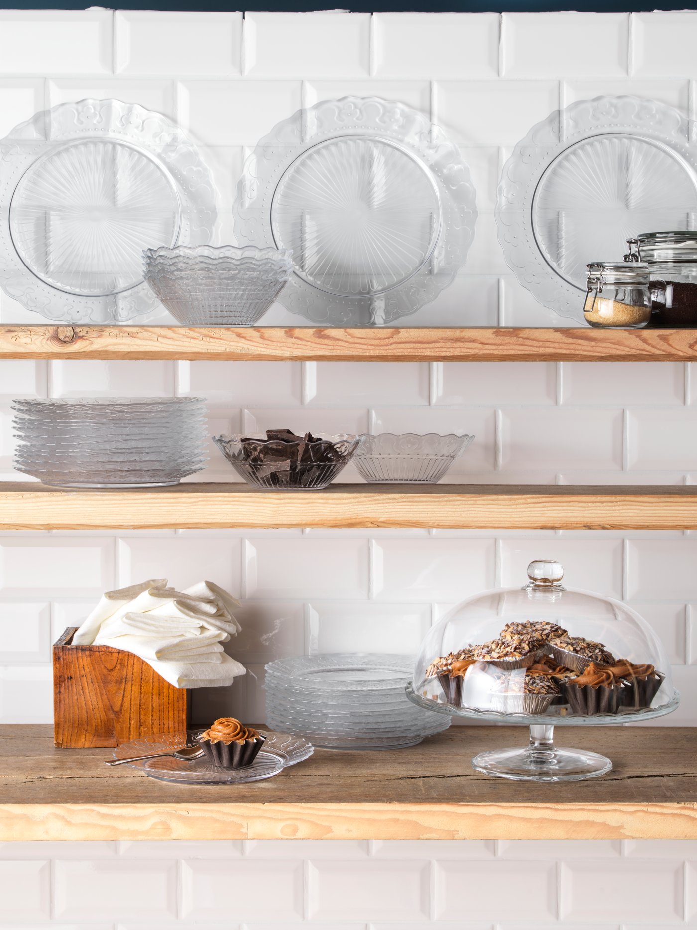 A glass serving platter.