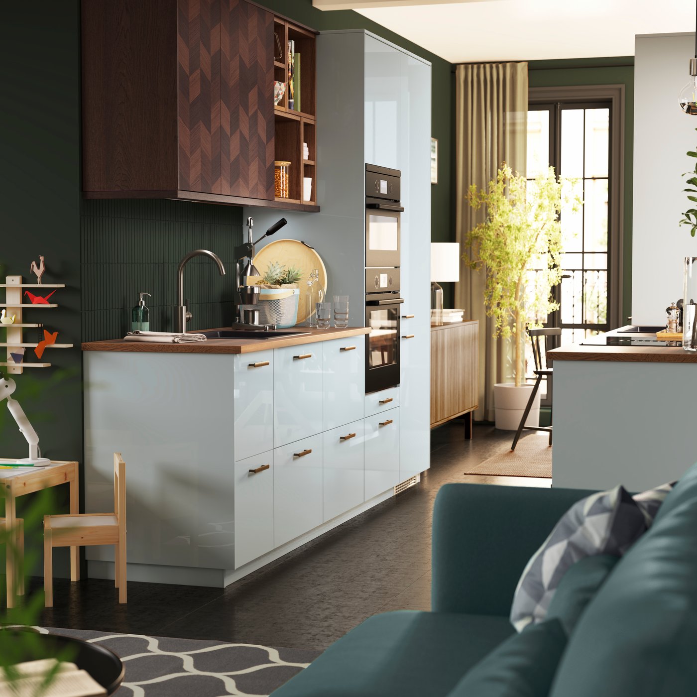 Plan de travail EKBACKEN effet noyer brun/stratifié