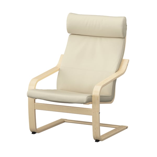 A birch veneer/Glose eggshell POÄNG armchair