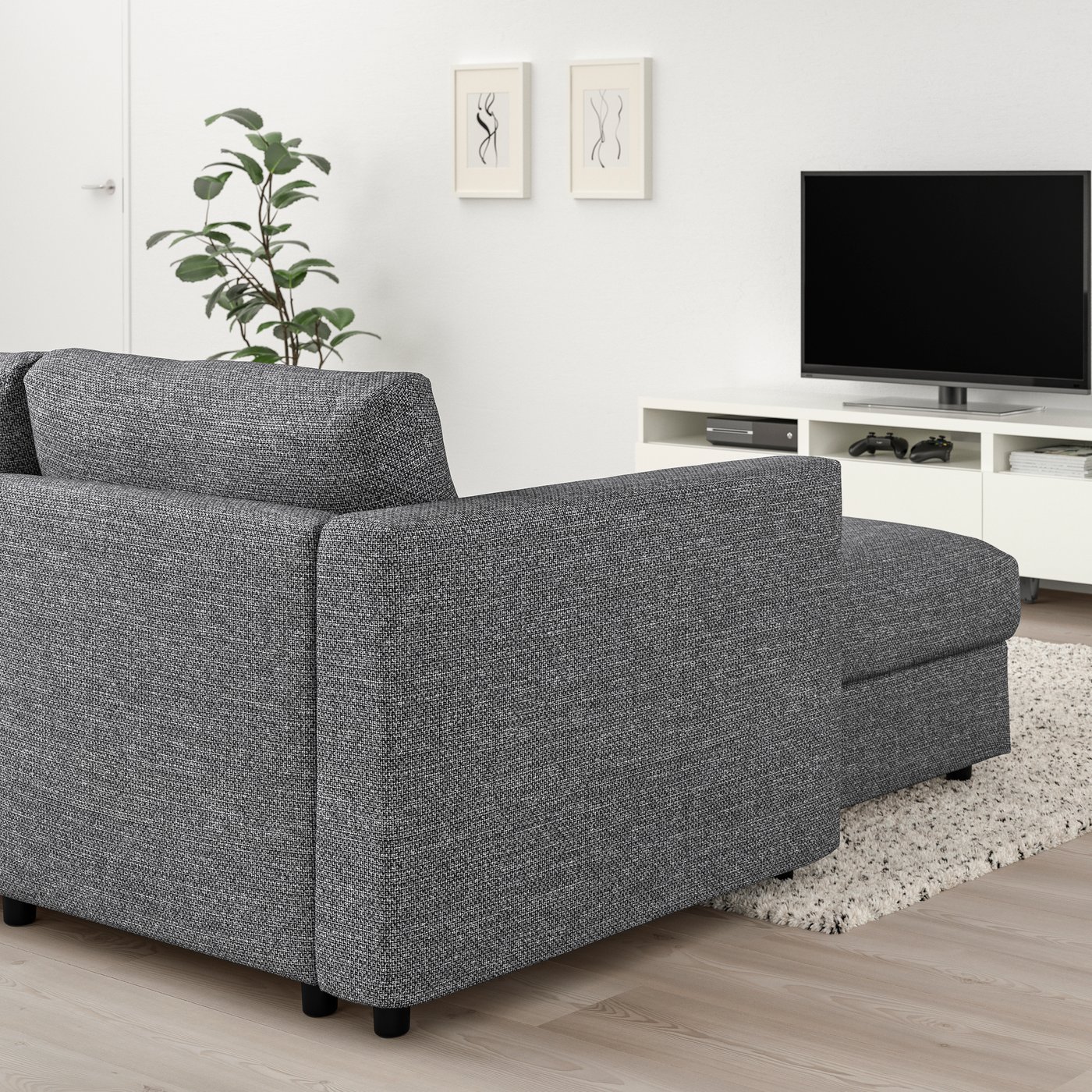 IKEA VIMLE hörnbäddsoffa, 5-sits, med schäslong/lejde grå/svart