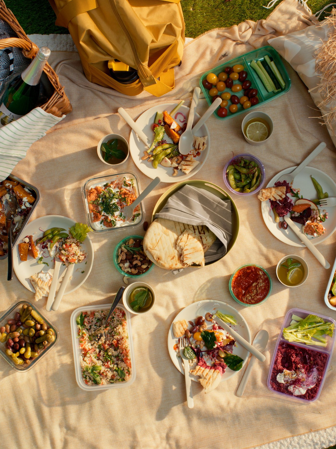 Food on a picknick blanket