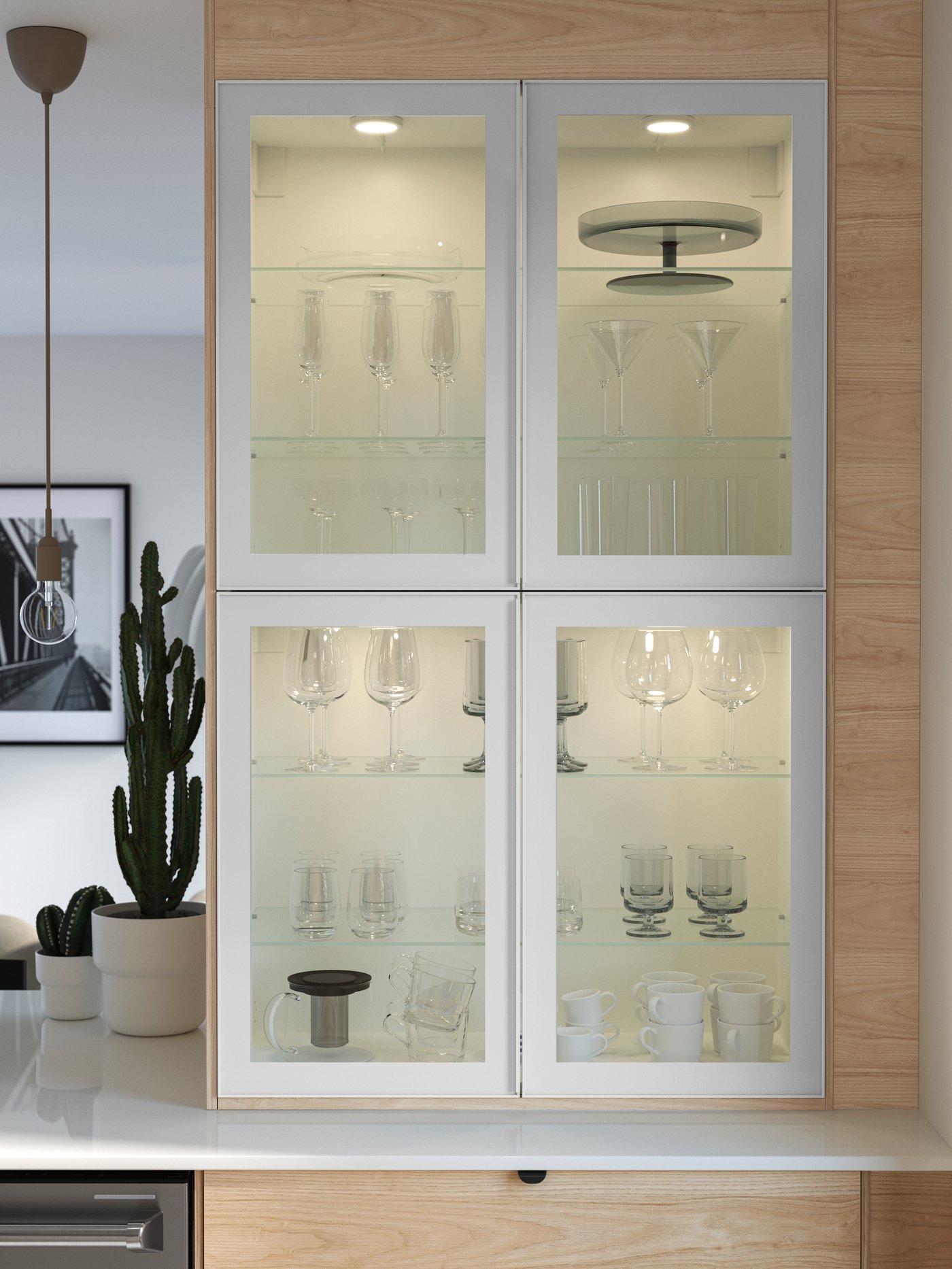 A white/clear glass HEJSTA glass door