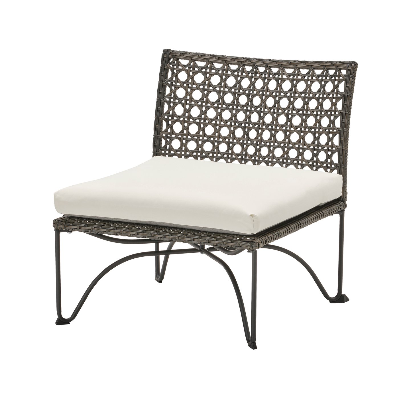 IKEA JUTHOLMEN utefåtölj, mörkgrå/kuddarna ljust gråbeige, 65x73x71 cm, fåtölj, utomhus