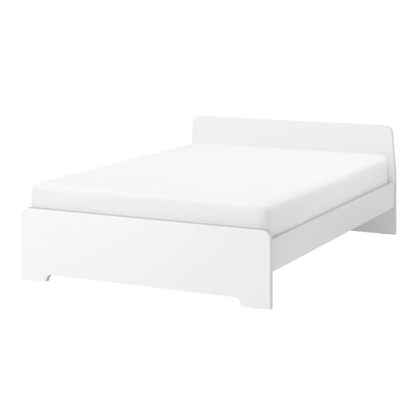 A white ASKVOLL bed frame